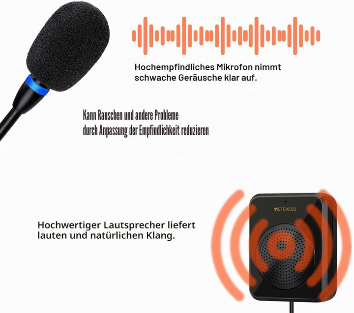 Retekess TW106 Fensterlautsprecher, Gegensprechanlage, Dual Way Bank Intercom System, 2-Wege-Fenster
