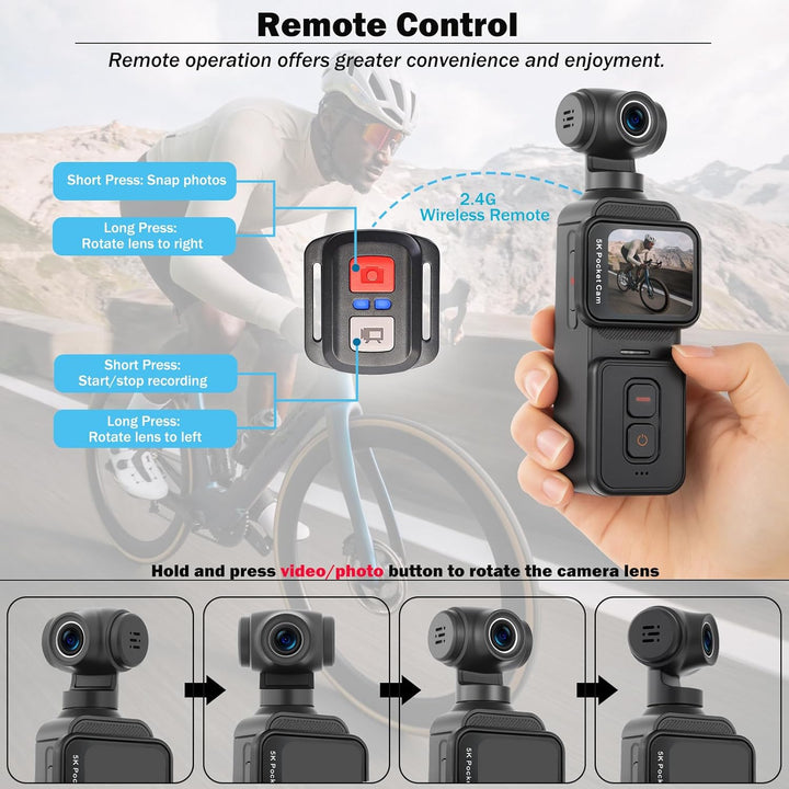 ydi 5K Bodycam Vlog Kamera mit Touchscreen, Körperkamera POV WLAN Pocket Action Cam mit Elektrisch 2