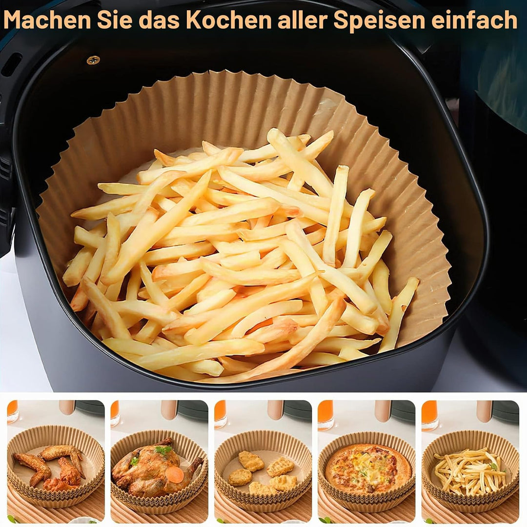 AiQInu Backpapier für Heissluftfritteuse, Airfryer Backpapier Rund 16cm 200 Stück BPA-frei Wasserdic