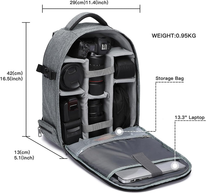 KONO Kamerarucksack Fotorucksack Kamera Rucksack wasserdicht stossfest Kameratasche für SLR Kamera O