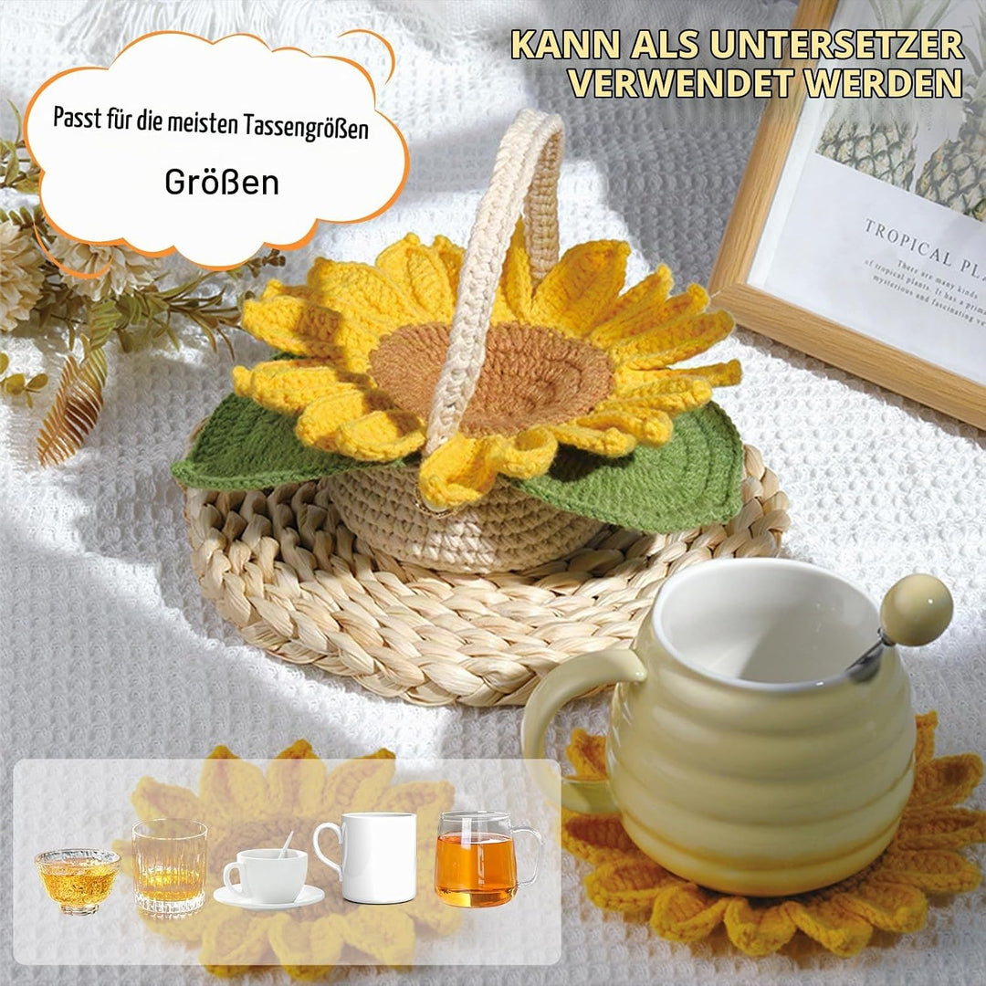 mimzemamz Häkel Set,Häkelset für Anfänger mit Anleitung,Crochet Set,Topfpflanze Untersetzer Handmade