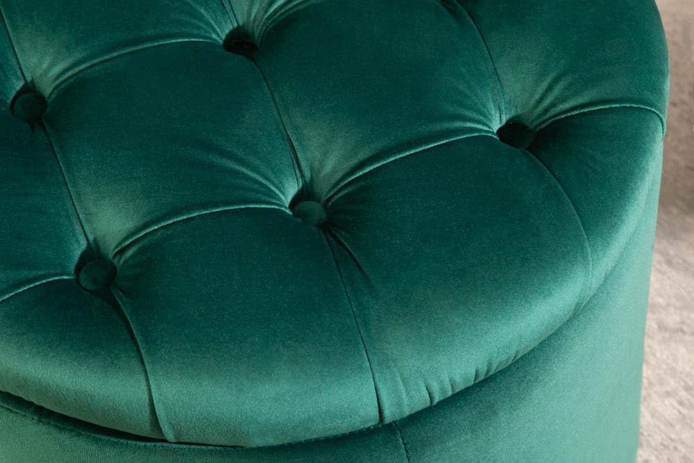 riess-ambiente.de Eleganter Hocker MODERN BAROCK 50cm dunkelgrün Samt Couchtisch Tisch Aufbewahrungs