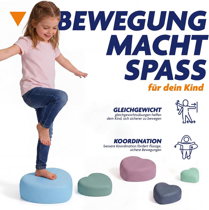 Rocks, Sensorische Balanciersteine für Kinder – 5er Set – Belastbar, Fördert Gleichgewicht, Motorik