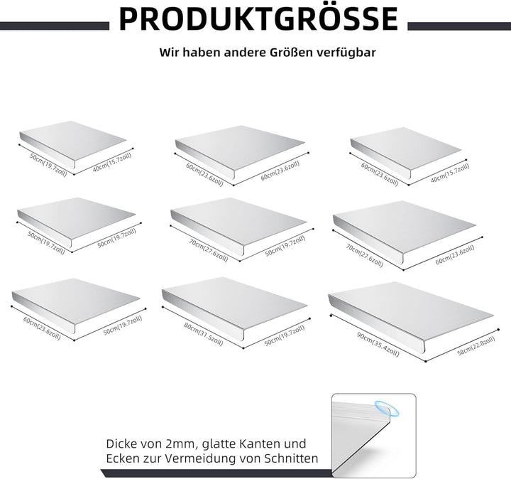 Edelstahl Schneidebrett, Arbeitsplatte Knetbrett Edelstahl Für Kneten & Backen, Küchenplatte, Nudelb