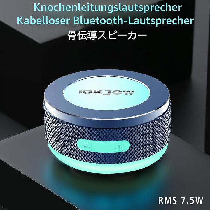 Knochenleitungs-Lautsprecher, Bluetooth, vibrierende Lautsprecher mit bunten LED-Lichtern, tragbare