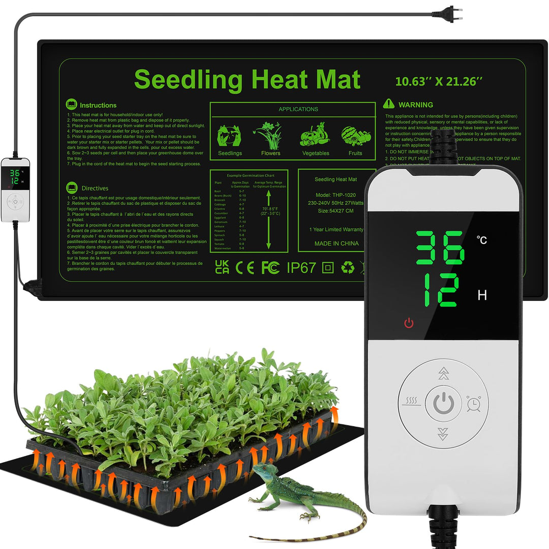 WADEO Heizmatte für Pflanzen gross, Sämlinge Heizmatte Wärmematte mit Thermostat 5°C bis 45°C, Gewäc
