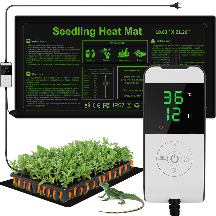 WADEO Heizmatte für Pflanzen gross, Sämlinge Heizmatte Wärmematte mit Thermostat 5°C bis 45°C, Gewäc