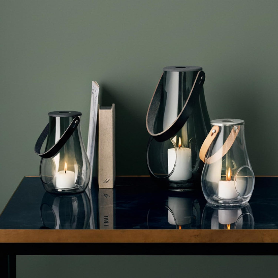 Holmegaard Laterne H16.5 cm Design with Light aus mundgeblasenem Glas, grau Smoke H16,5 cm, Smoke H1