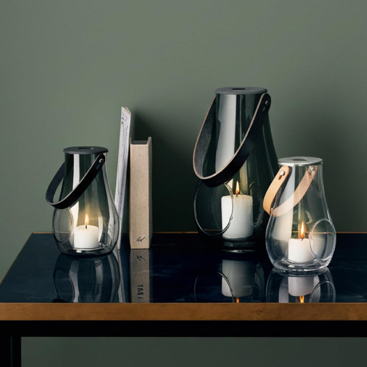 Holmegaard Laterne H16.5 cm Design with Light aus mundgeblasenem Glas, grau Smoke H16,5 cm, Smoke H1
