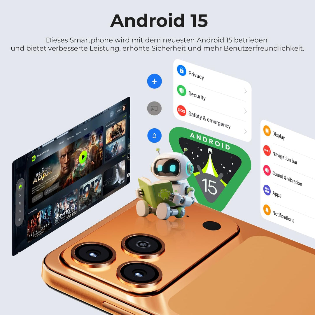 HOTWAV A17 Pro Max 2026 Handy ohne vertrag 6,75" HD+, 16GB+256GB/1TB TF Android 15 Smartphone Ohne V