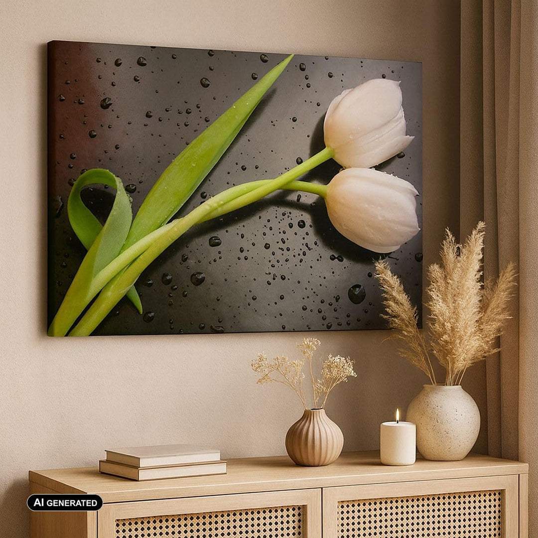 Bilder auf Leinwand 100x70cm Leinwandbild Tulpen Blume Pflanzung Pflanze Gross Wanddeko Bild Schlafz