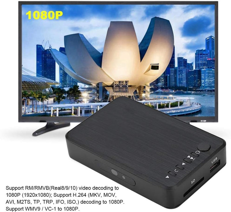 HDMI Multi Media Player, 1080P Full HD Digital Media Player Medienspieler mit Fernbedienung für RM R