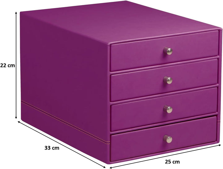 Rhodia 318960C Schubladenbox (mit 4 Schubladen, Griffe aus Metall, Kunstleder, elegant und praktisch