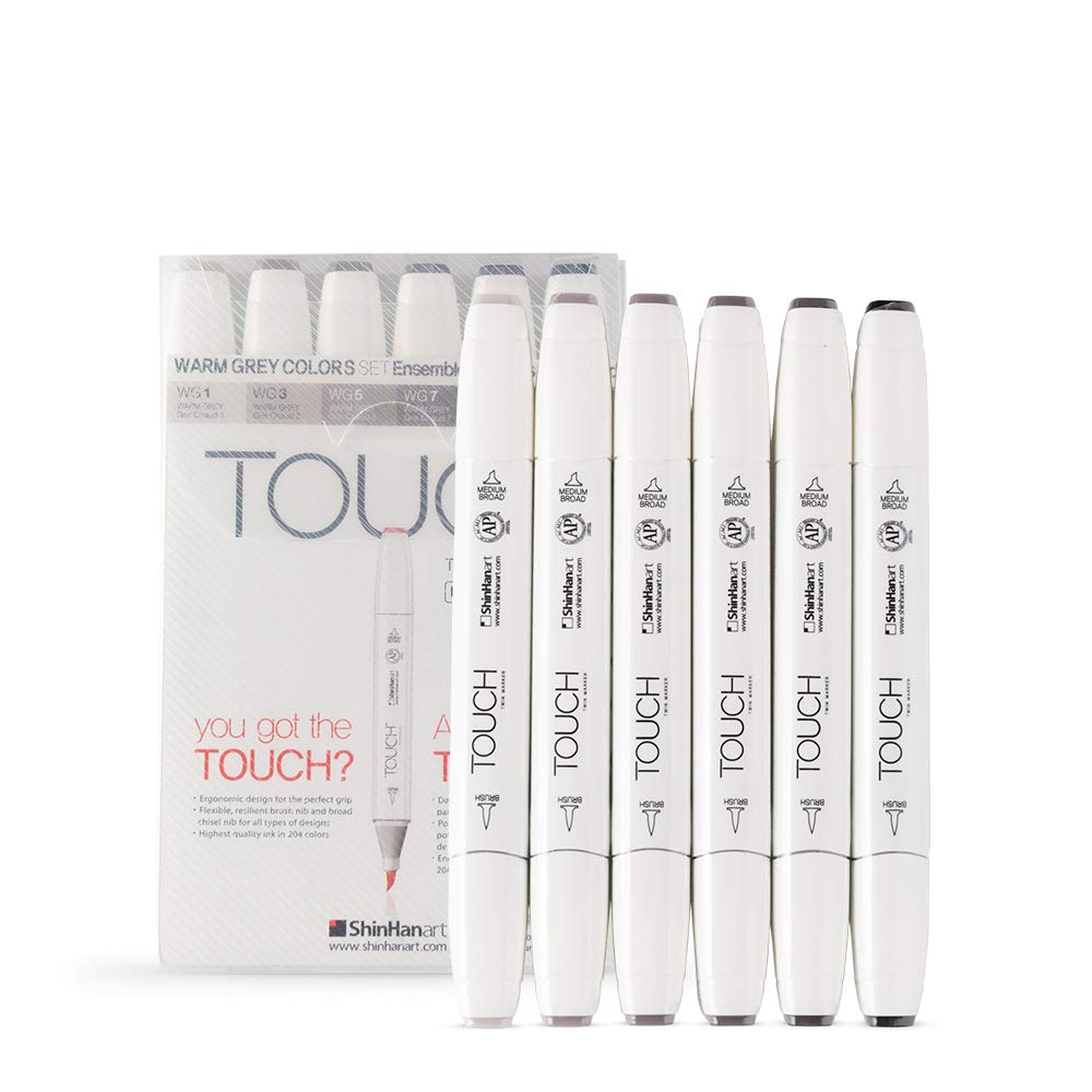 ShinHan : Touch Twin 6 Pinselmarker-Set, warme Grautöne A