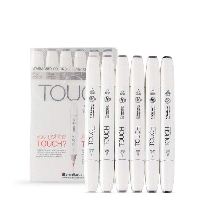 ShinHan : Touch Twin 6 Pinselmarker-Set, warme Grautöne A