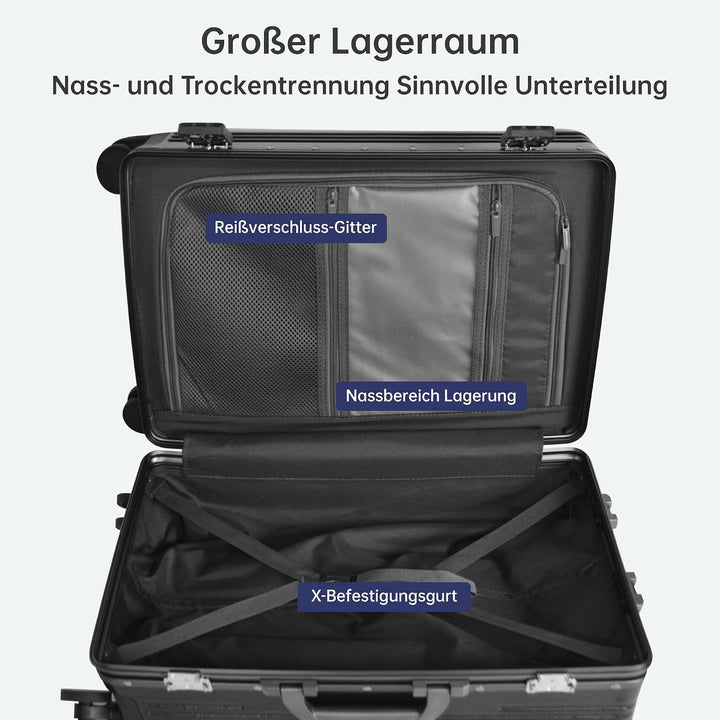 Turmaster Patented Airline Genehmigt Handgepäck mit Spinner-Rädern, 20 Zoll Koffer mit Aluminiumrahm