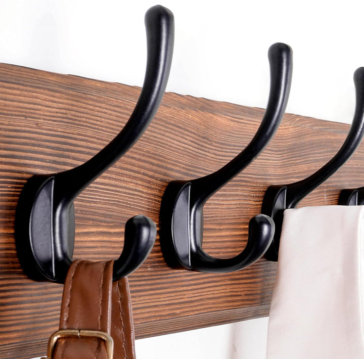 SKOLOO Garderobenleiste Holz Braun(2 Stück), 44 cm langer, hölzerner Kleiderhaken Wand, Rustikaler S