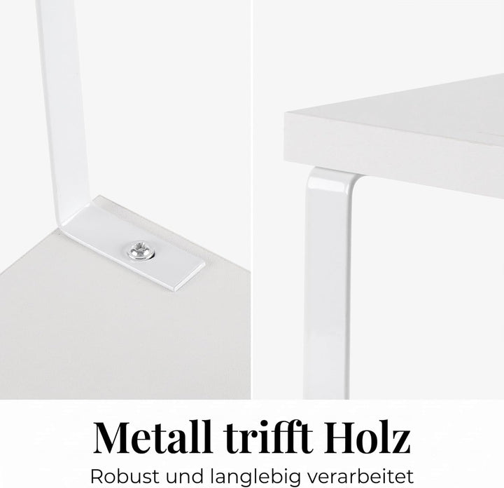 Gewürzregal 4er Set, Küchenregal Arbeitsplatte Weiss, Rechteckig Schrankregal Thekenregal Holz Regal