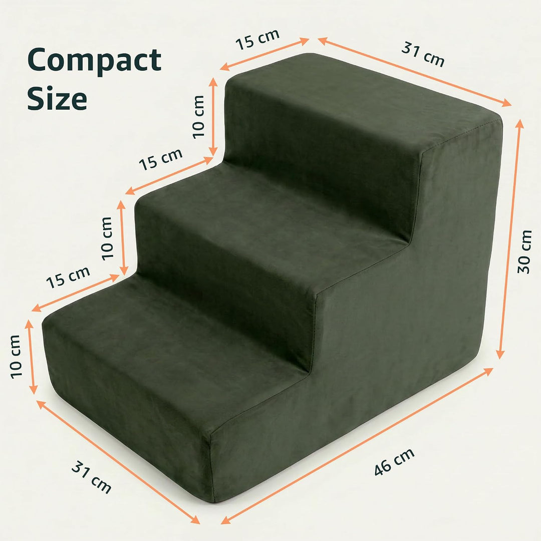 murando Hundetreppe für Kleine Hunde 3 Stufen 30 cm, Samt - Khaki | Haustiertreppe für Bett, Sofa, B