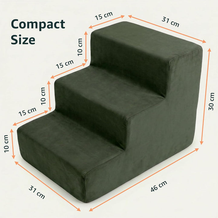 murando Hundetreppe für Kleine Hunde 3 Stufen 30 cm, Samt - Khaki | Haustiertreppe für Bett, Sofa, B