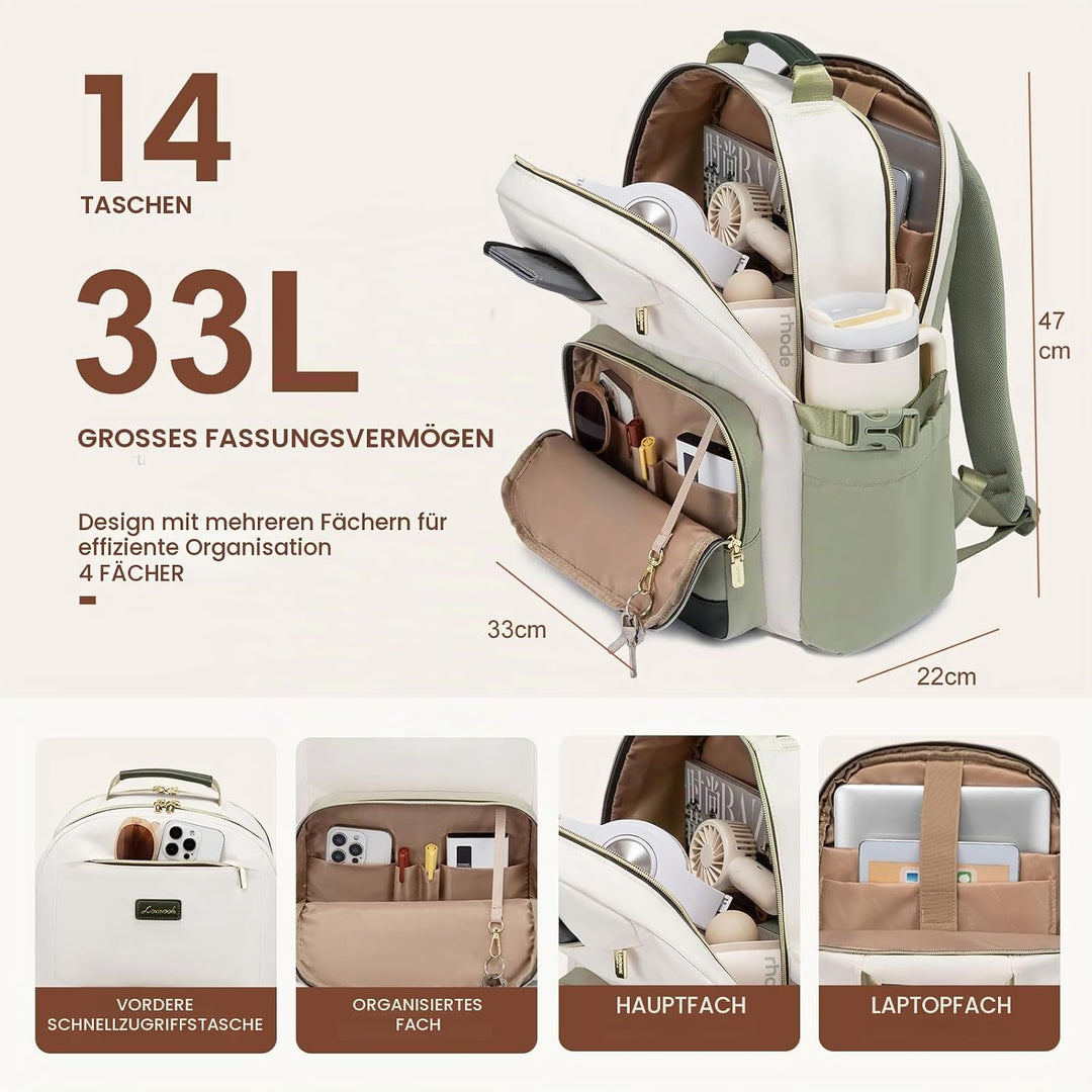 LOVEVOOK Rucksack Damen,17.3 zoll Laptop Schulrucksack Teenager,Travel Backpack Women Elegant für Un