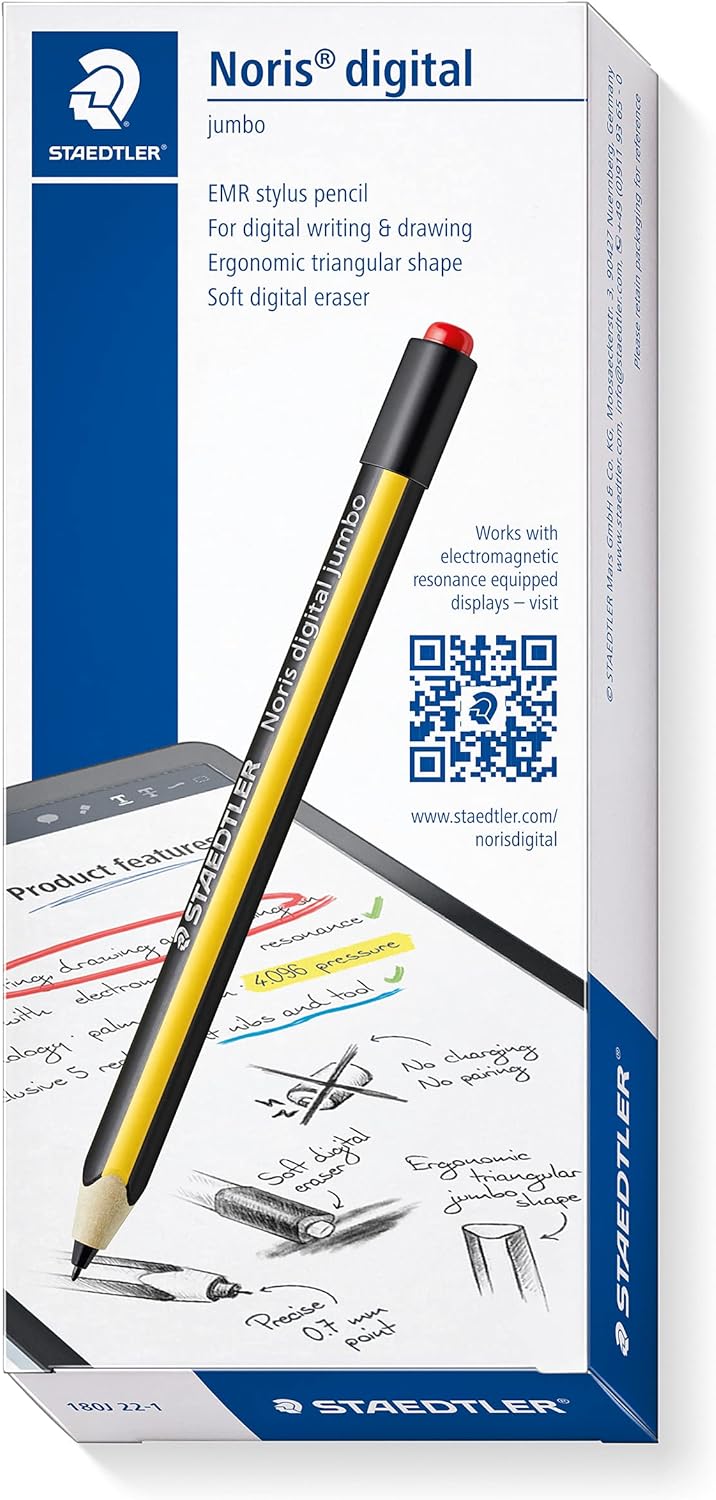 Staedtler Noris digital jumbo 180J 22. EMR Stylus mit weichem Radierer. Eingabestift für Schreiben,