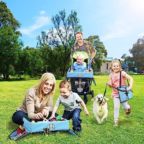 COOLJOY 2-in-1-Reisetisch für Kinder, blau und grün im Set