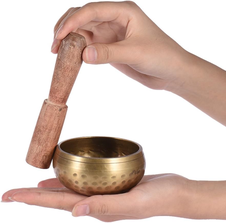 Btuty 7,6 cm handgefertigte tibetische Glocke Metall-Klangschale mit Klöppel für Buddhismus, buddhis