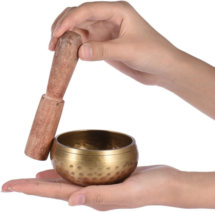 Btuty 7,6 cm handgefertigte tibetische Glocke Metall-Klangschale mit Klöppel für Buddhismus, buddhis