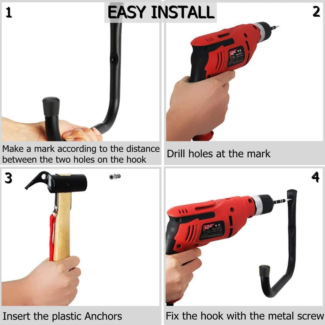 pipabiba 6 Stück Wandhaken Universalhaken Leiterhaken, 28cm wandhaken garage-haken, Wandhalterung Ga