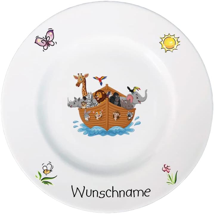 Kindergeschirr personalisiert - Frühstücksservice 3-tlg. Porzellan Teller Becher Schale personalisie