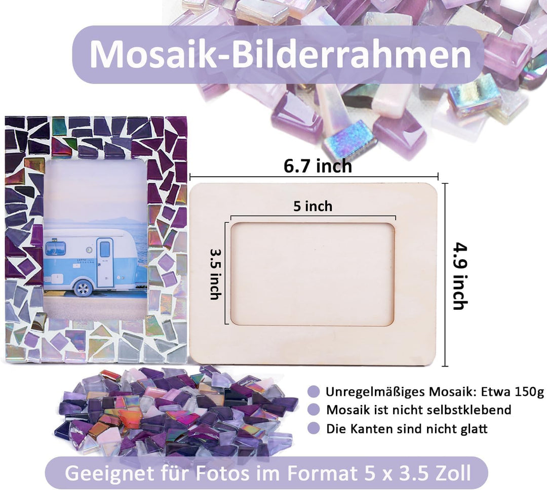 AiYoYo DIY Fotorahmen Bastelset Geschenke für Kinder und Erwachsene Mosaik Bilderrahmen Kreatives Ba