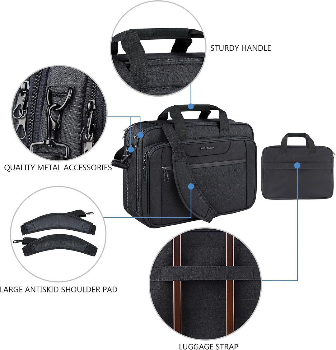KROSER 18" Laptop Tasche Erweiterbare Laptop-Aktentasche Passt bis zu 17,3 Zoll Laptop Wasserdichte
