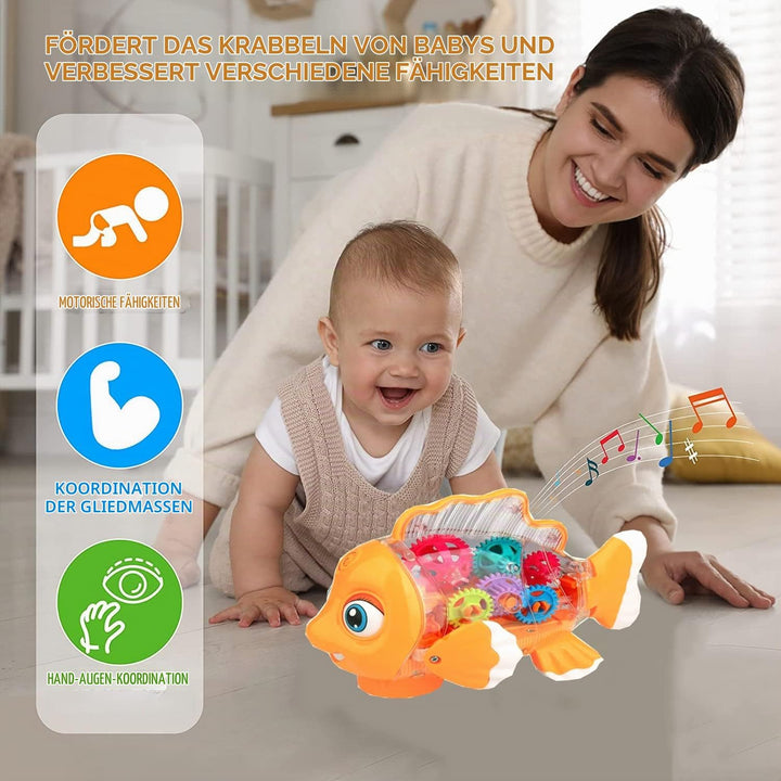 Baby Musik Spielzeug,Kriechendes Musikalisches Babyspielzeug für Kleinkinder 6 9 12 18 Monate Krabbe