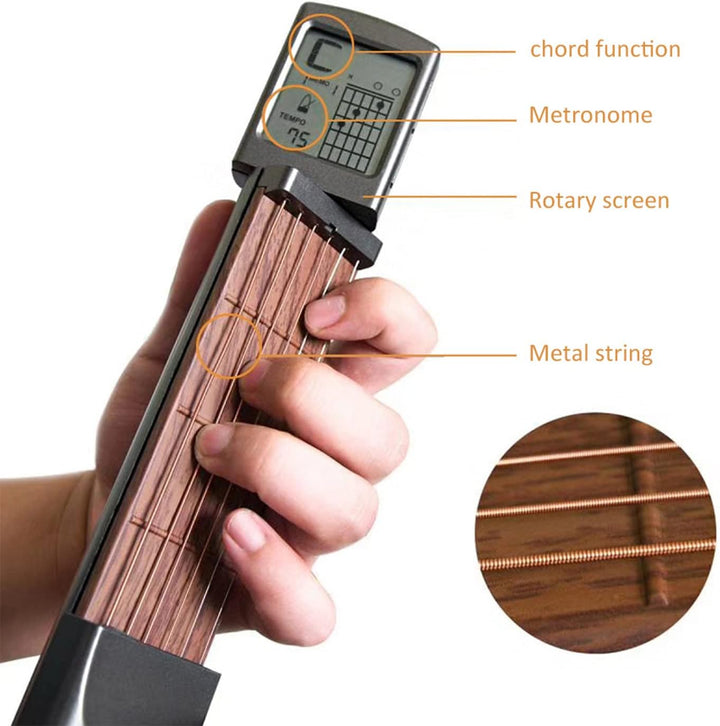 Gitarren-Akkord-Trainer, Taschen-Gitarren-Akkord-Übungswerkzeug, tragbarer Gitarrenhals, drehbarer A