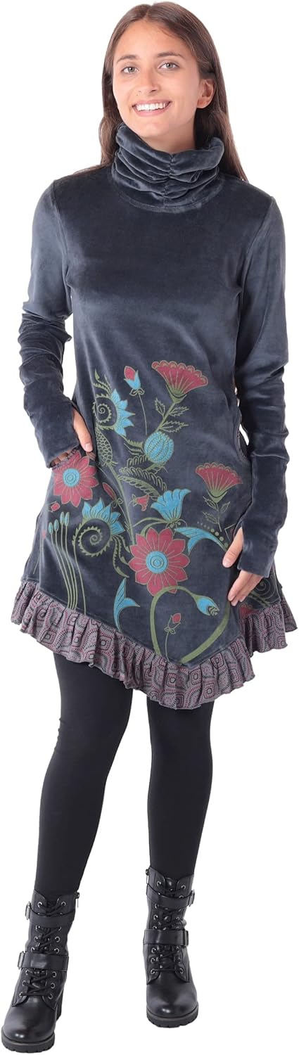 PUREWONDER Kleid aus Samt mit Kragen dr20 S Grau, S Grau