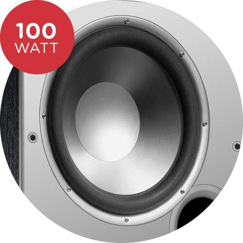 Polk Audio PSW10E Aktivsubwoofer für Heimkino Soundsysteme und Musik, 10" Bass Box, 100 Watt Single,