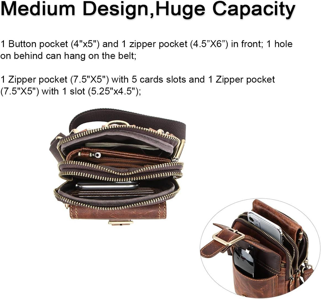 CONTACTS Echtes Leder Herren Kleine Messenger Taillentasche Gürteltasche Telefon Brieftasche Geldbör