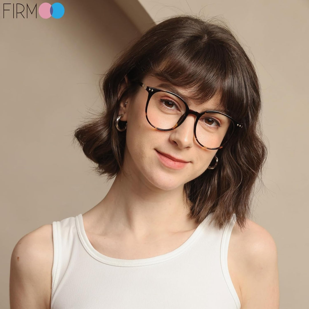 Firmoo Blaulichtfilter Brille ohne Sehstärke für Damen Herren Runde Computerbrille gegen Kopfschmerz