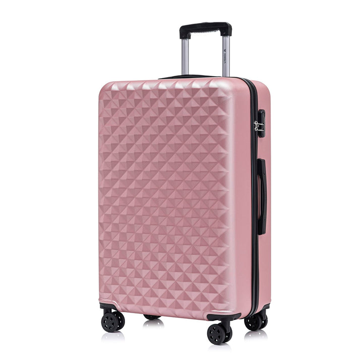 Koffer Suitcase XL Roségold, Trolley Reisekoffer, Rollkoffer Handgepäck mit 4 Rollen 360°, Hartschal