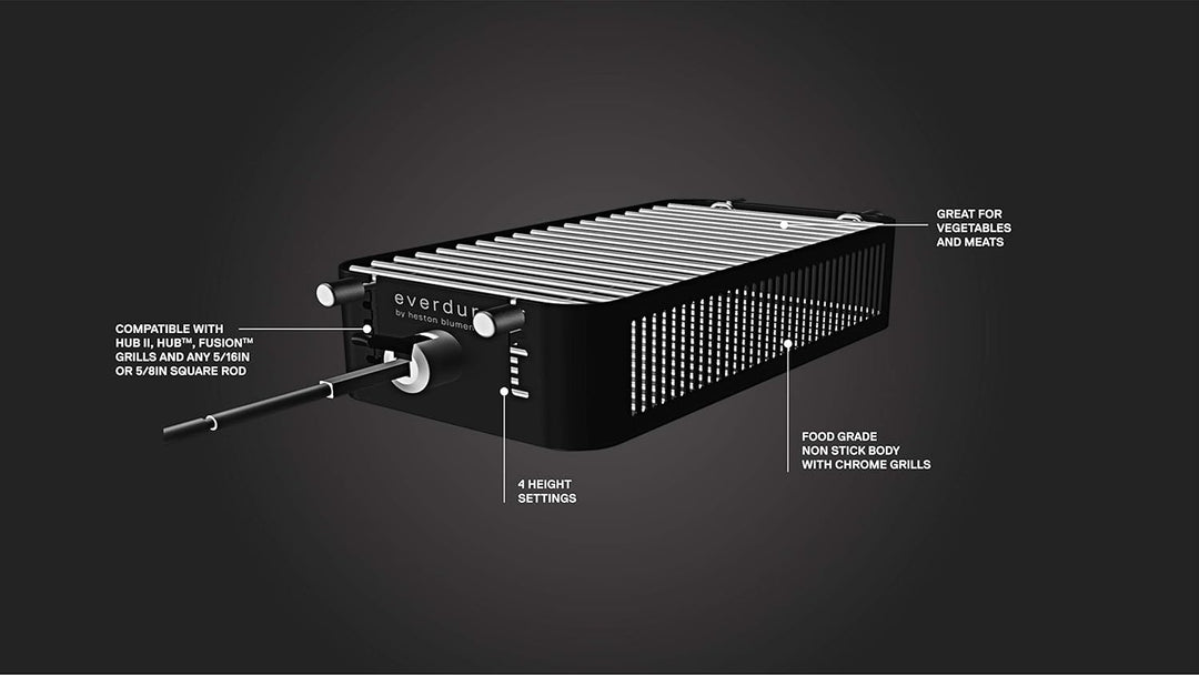 everdure by heston blumenthal Rotisseriekorb für 8mm oder 16mm Spiess I Drehspiess Grillkorb für HUB