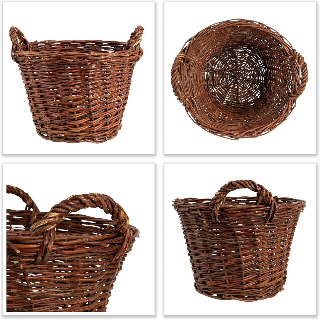 Creative Home Weidenkorb mit Zwei Henkel | Gross ø 35 cm | Für Geschenkkorb | Kaminkorb Brennholzkor