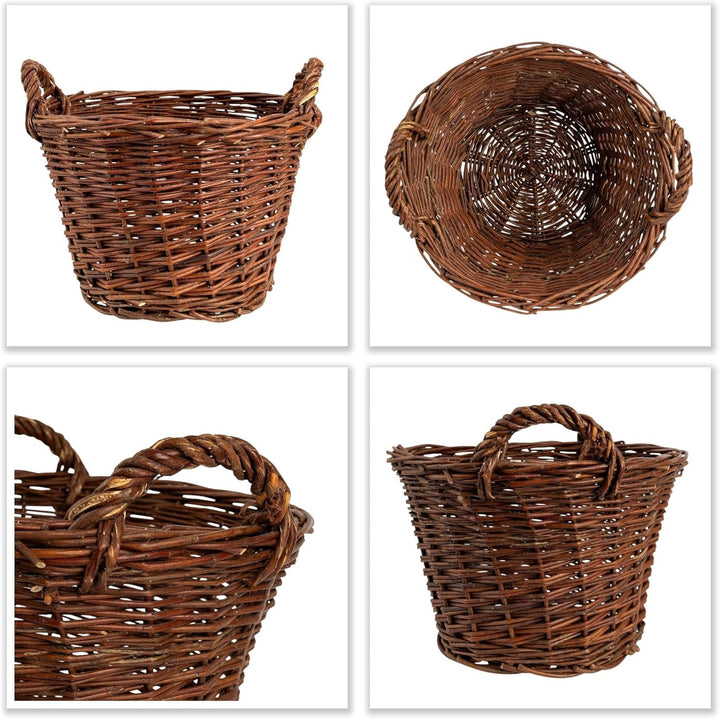Creative Home Weidenkorb mit Zwei Henkel | Gross ø 35 cm | Für Geschenkkorb | Kaminkorb Brennholzkor