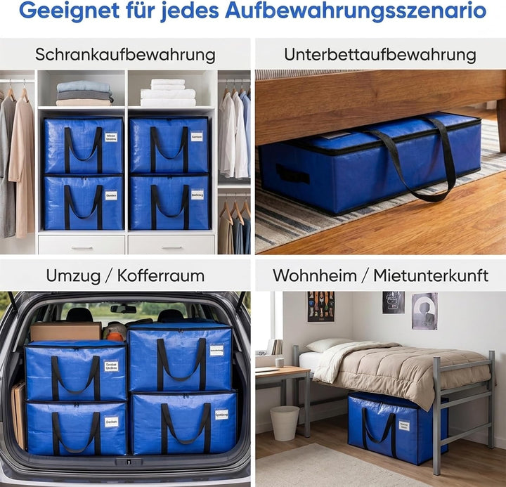 NEVERLAND Aufbewahrungstasche 4er 95L 69 x 36 x 38 cm blau Umzugskarton