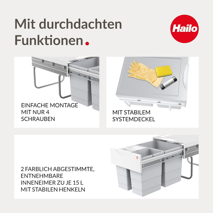 Hailo 3642131 Abfallsammler TR Swing 40.3/35 für Schränke mit 400 mm Breite mit Drehtür