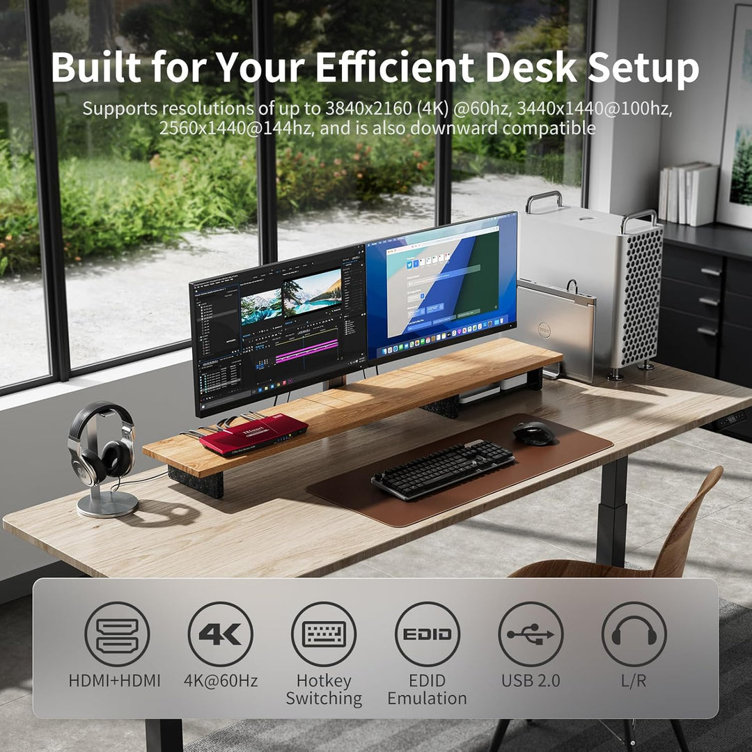 TESmart KVM Switch 2 Monitore, 4K60Hz Extended Display HDMI KVM Switch Dual Monitor mit Fernbedienun