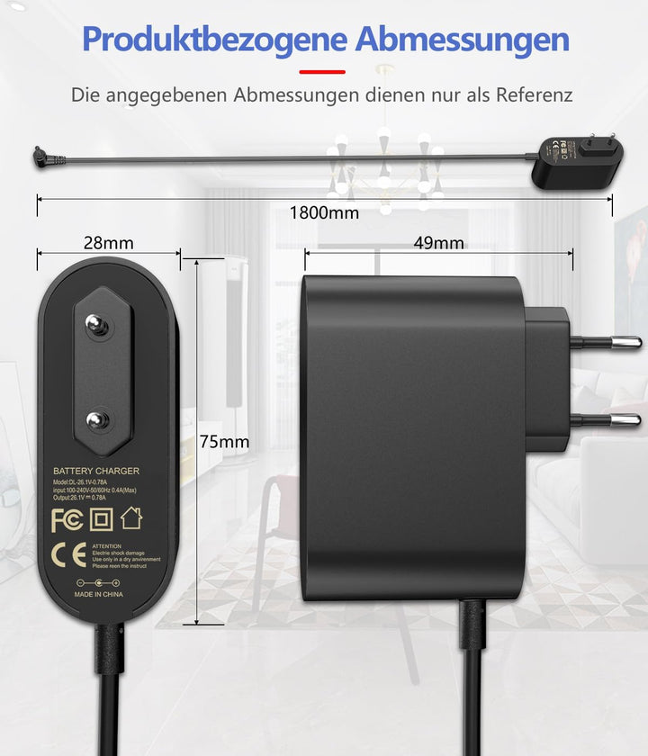 Ladekabel Dyson V8 Ladegerät 26.1V Netzteil für Dyson V8 V7 V6 DC58 DC59 DC60 DC61 DC72 SV03 SV04 SV