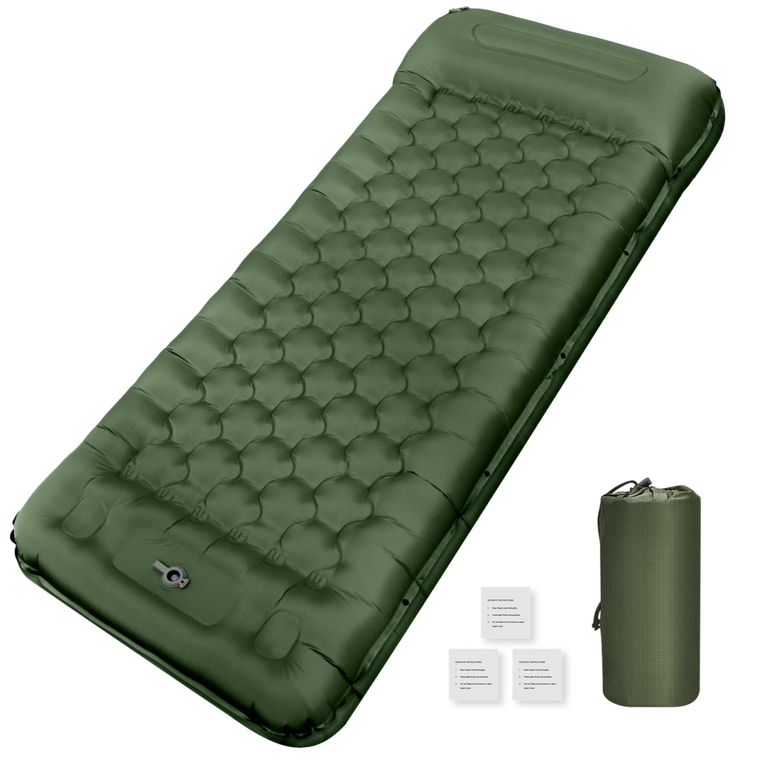 NAPASA Isomatte Camping, 14CM Verdicktes Aufblasbare Matratze mit Eingebauter Fusspresse Pumpe & Kis