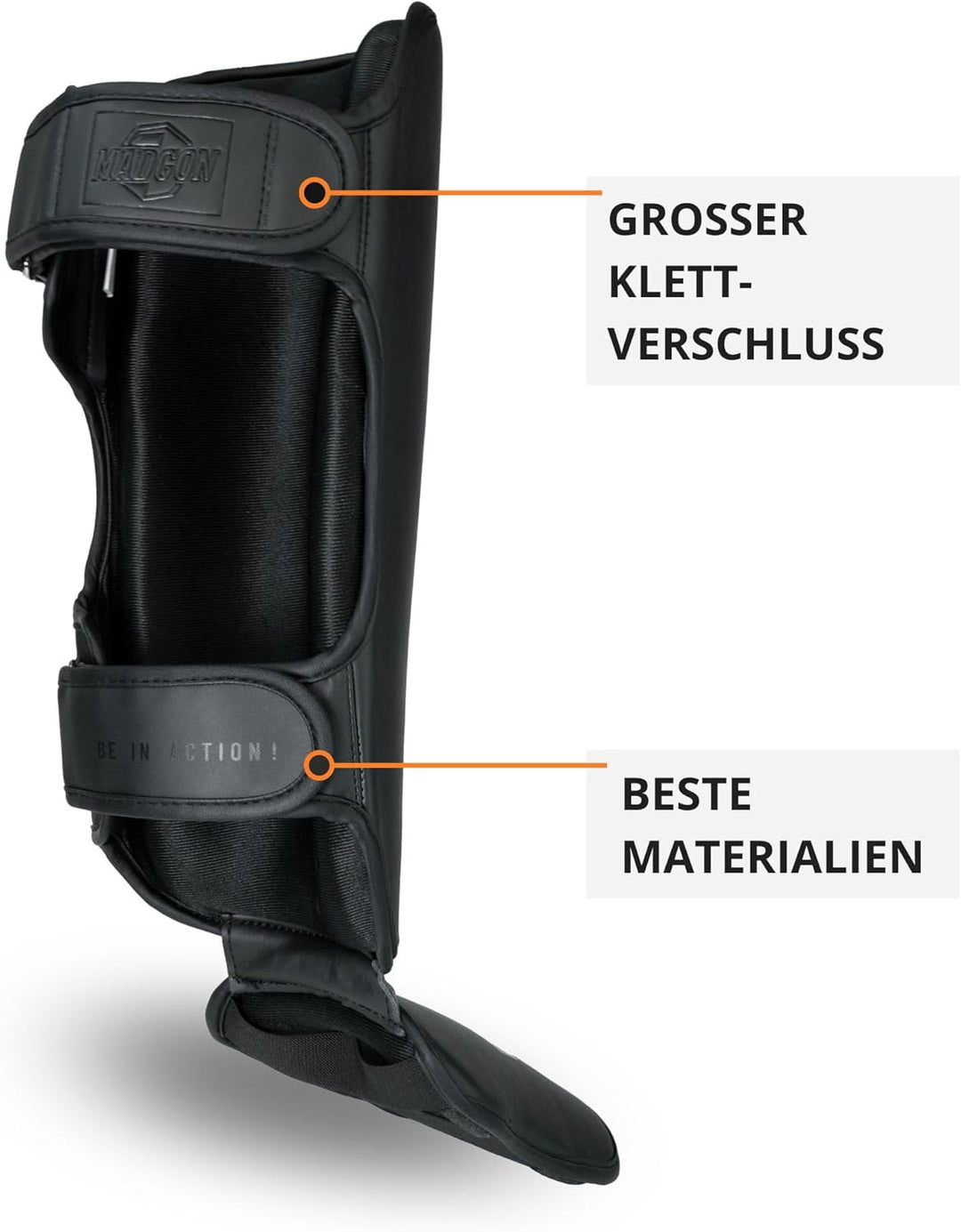 MADGON Schienbeinschoner mit perfektem Sitz und Dicker Polsterung - Schienbeinschutz für Kampfsport,