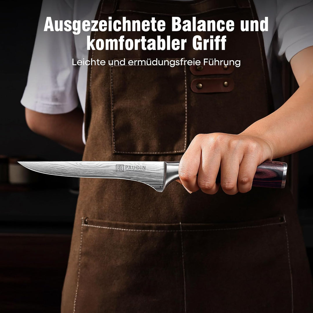 PAUDIN 15cm Filetiermesser Küchenmesser aus hochwertigem Edelstahl, Professional Kochmesser mit Scha